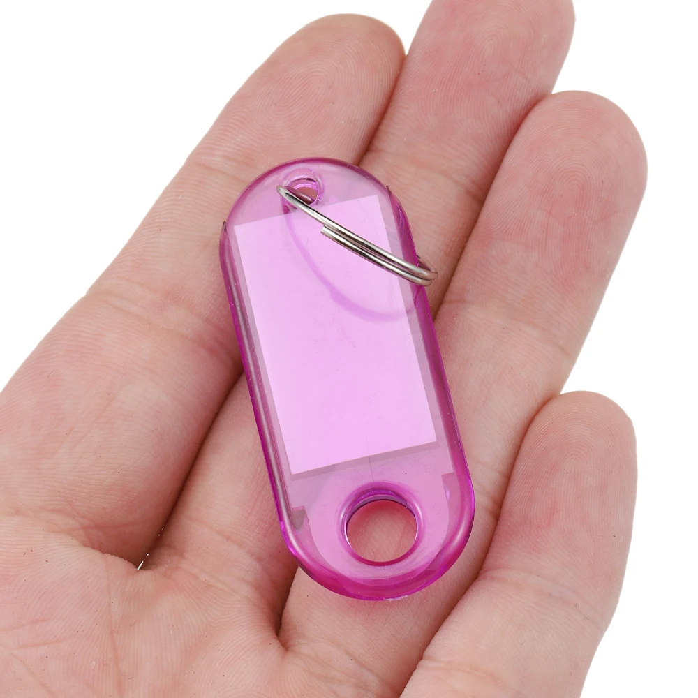 10pcs Coloful Key Tags Plastic Split Key Ring Paper Labels Clear Windows DIY Item Identifiers Luggage Tag