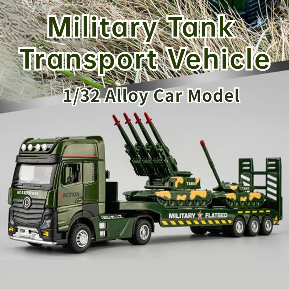 

1:32 Scale Military Transport Car Model High Simulation Diecast Tank Toy with Sound Light Vehicle Model for Boy Gift Collections