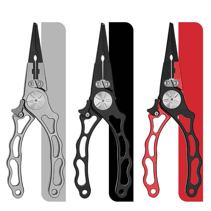 Aluminum Alloy Multifunctional Fishing Pliers High Hardness Tungsten Steel Blade Scissors Portable Hook Remover with Buckle