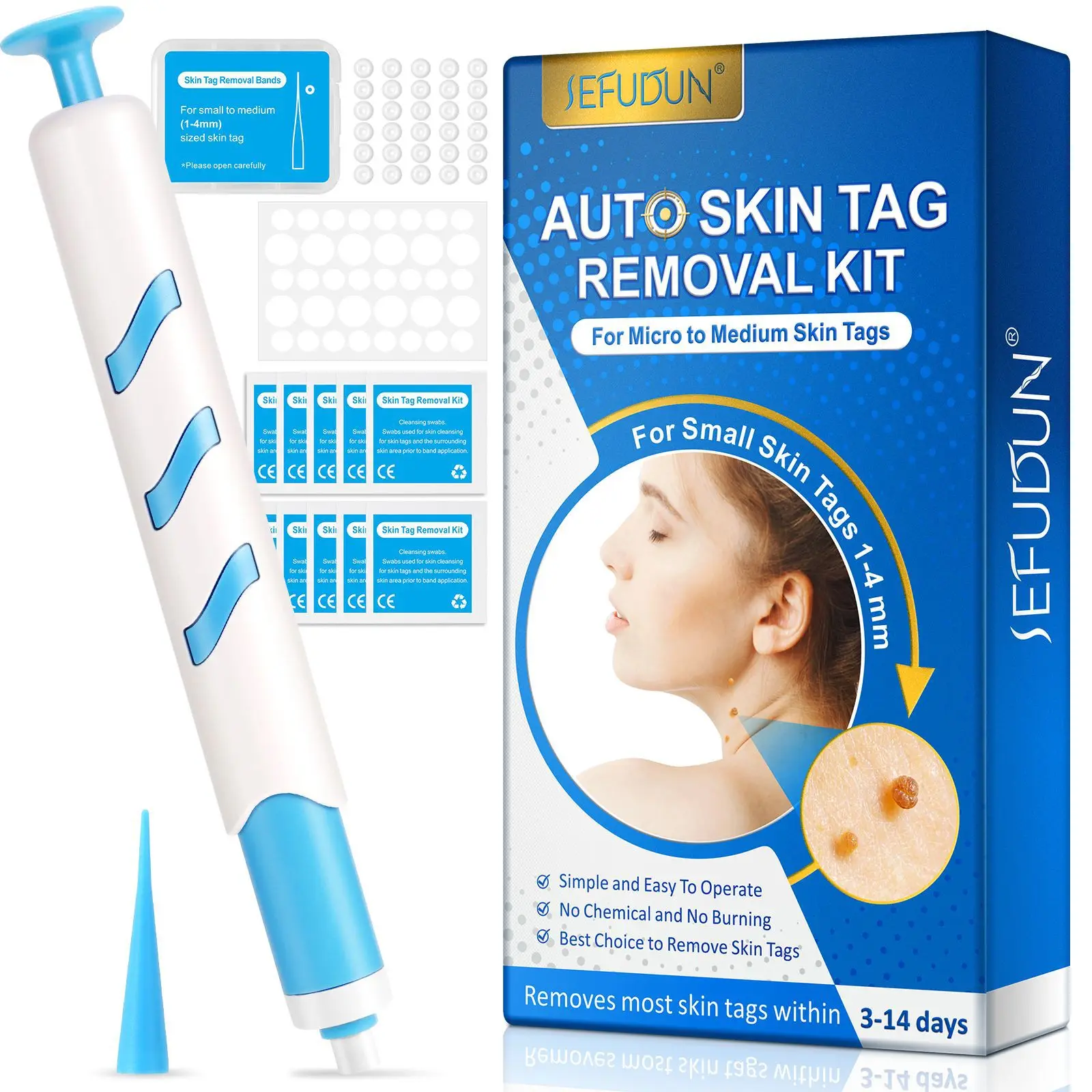 2 In1 Painless Auto Skin Tag Mole Wart Removal Kit Cleaning Tools Face Skin Care Body Wart Dot Treatments Remover Beauty Health