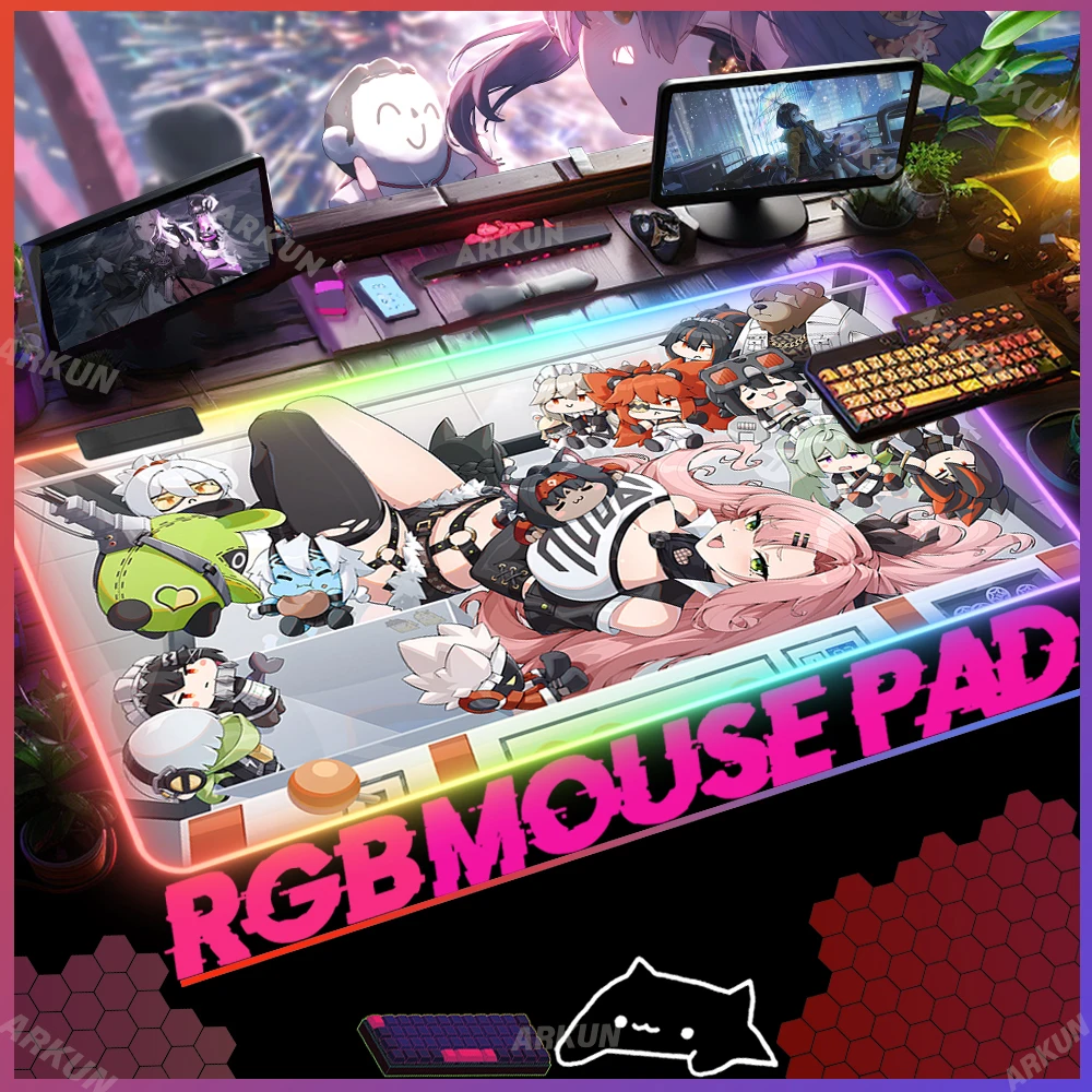 

XXL RGB Cute Sex Hot Kawaii Nico Fashion Game Zenless Zone Zero Gamer Mouse Pad LED 90x40 Mat Large 1000x500 Gaming Rubber Mat