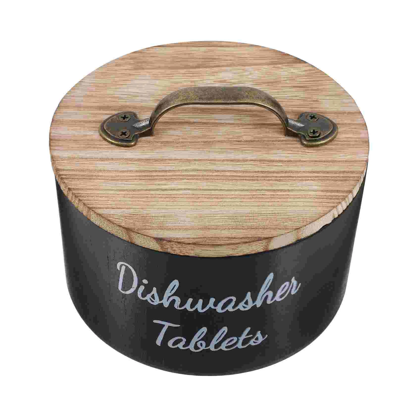 

1 Wooden Storage Box Airtight Kitchen ganizer Decorative Laundry Pod Dispenser Laundry Pod Tray Round Wood