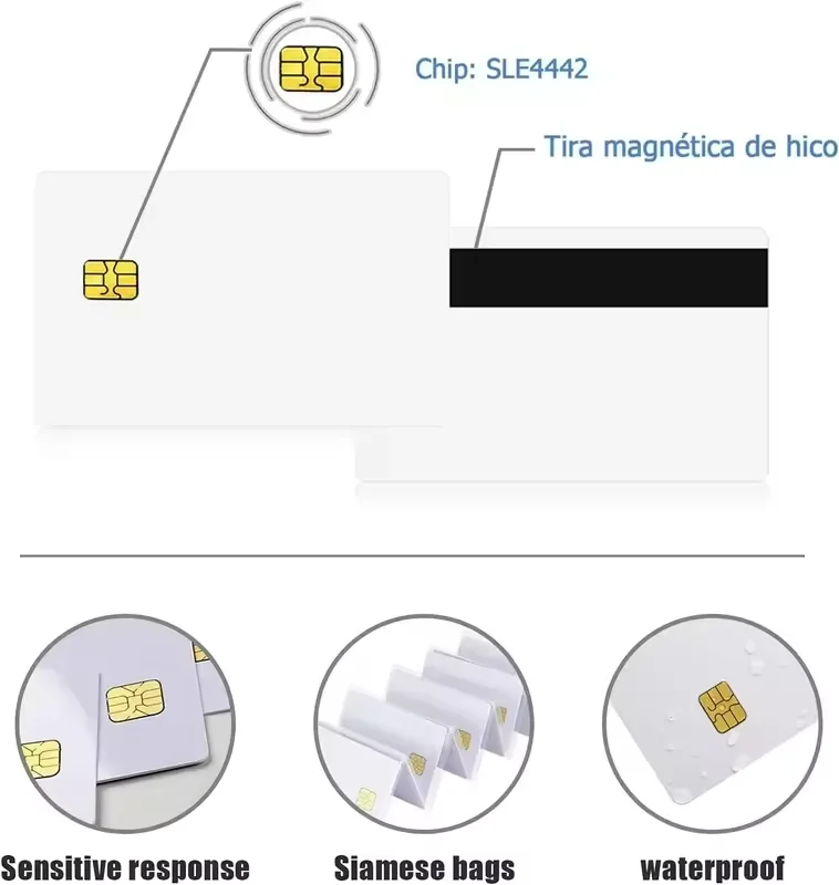 PVC IC Card With SLE 4442 Chip With 2 track Hico Magnetic Mag Stripe Smart Card 100pcs/lot
