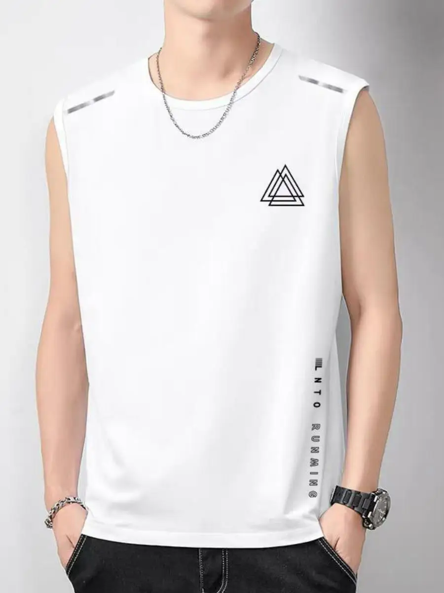 

Men's Summer Ice Silk Breathable Vest Fitn Training Base irt Wide oulder Svel T-irt Qui Dry Sports Vest