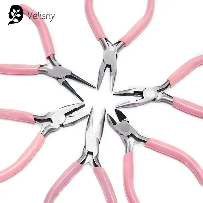 1PC Mini Pliers Diagonal Round Bent Needle Nose Handcraft Beading Insulated Cutter Pliers For Jewelry Making Tools Accessories