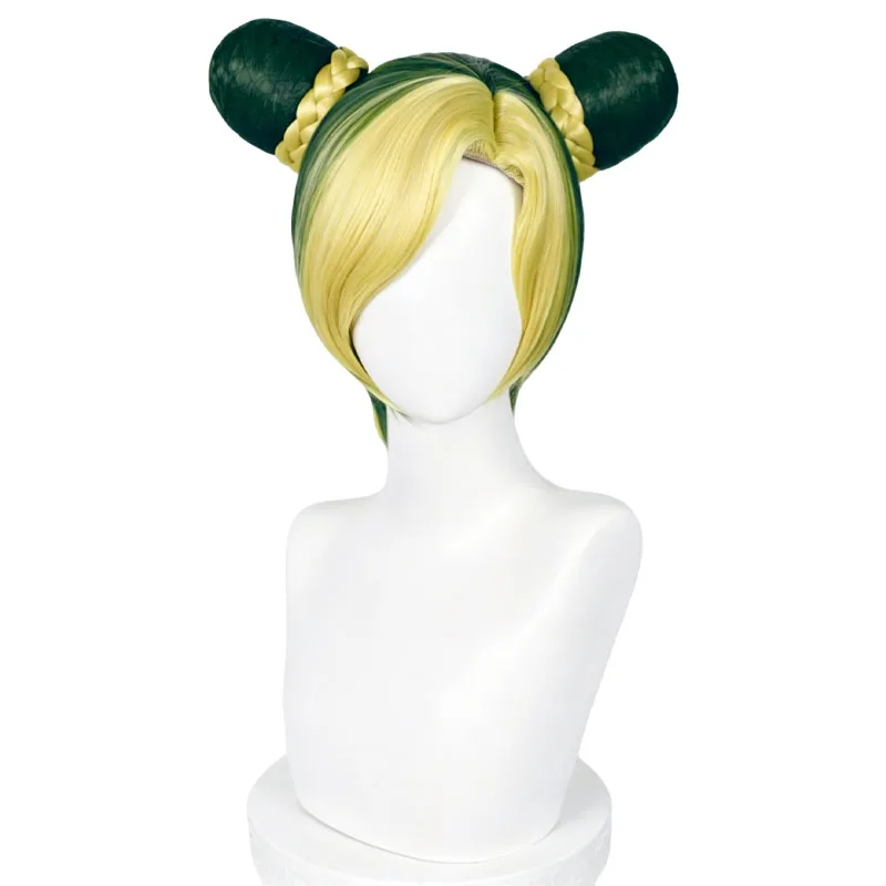 Anime JOJO Jolyne Cujoh Cosplay Wig Green Yellow Synthetic Hair Wristband For Women Men Halloween Costume Party Carnival Props