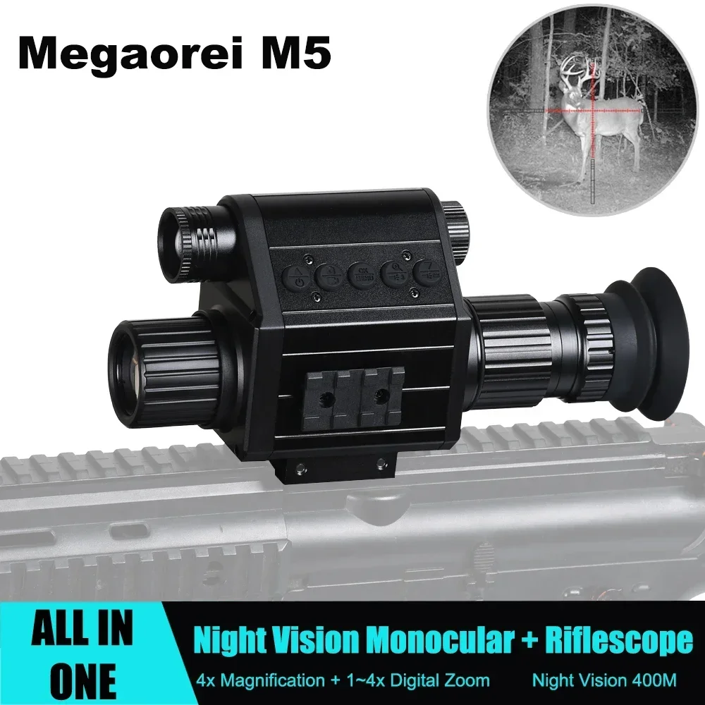 Final Night Vision Riflescope, Monocular, Tudo em Um, Vídeo 1080P, Gravação de Fotos, IR 850nm, Câmera Digital para Caça, Megaorei M5