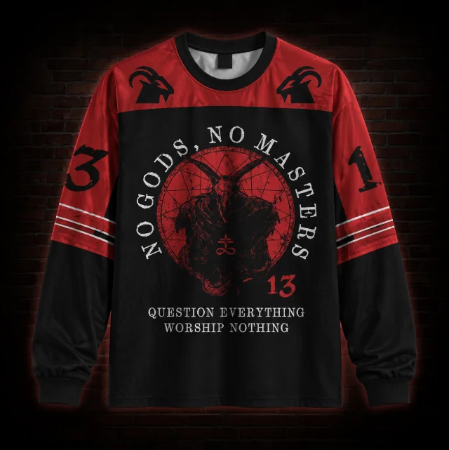 Black Metal Long Sleeve Shirt Men Women 13 Number Pentagram Leviathan Cross Graphic Tee Dark Gothic Punk Streetwear
