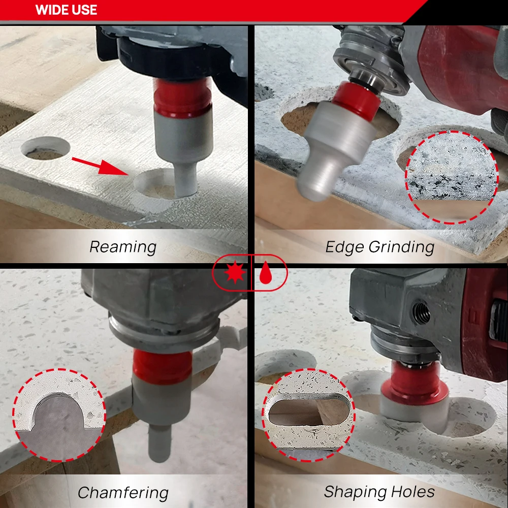 DIYツール-ダイヤモンド研削フライスビット、セラミック磁器大理石花崗岩用ホール面取り、1フィンガービット
