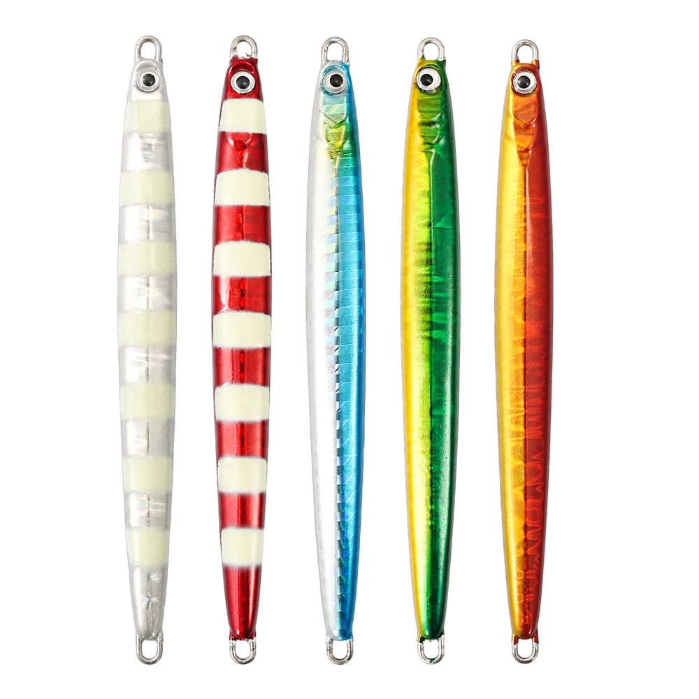 Long Vertical Metal Jig 20g 30g 40g Luminous UV Long Cast Shore Fast Sinking Fast Jigging Saltwater Fishing Lure for Kingfish