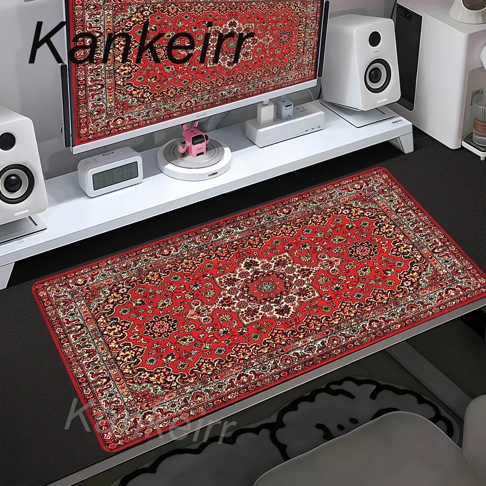 Tapete de Mesa Grande com Estampa Persa, Antiderrapante, para Escritório, Gamer, Acessório de Computador, Tapete de Velocidade para Mesa