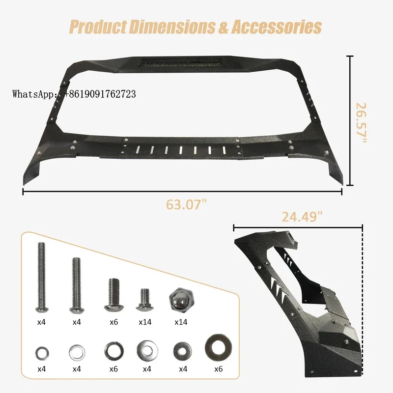 

High Quality Windshield Frame Cover Roof Visor Cowl Combo for Wrangler 2018-2024 JL