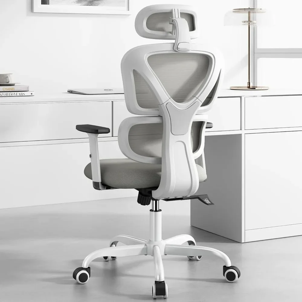 Ergonomic Office Chair, High Back Computer Desk Chair with Lumbar Support and Adjustable Headrest, Executive Swivel Chair