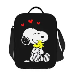 Borsa da pranzo isolata personalizzata Snoopy Woodstock Love per le donne Beagle Dog Thermal Cooler Lunch Tote Beach Camping Travel