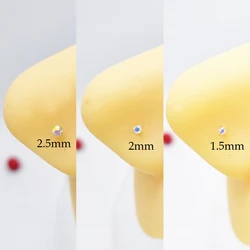 12pcs/set 925 Sterling silver nose stud 2.0mm 1.5mm 2.5mm  AB crystal straight silver nariz piercing jewelry