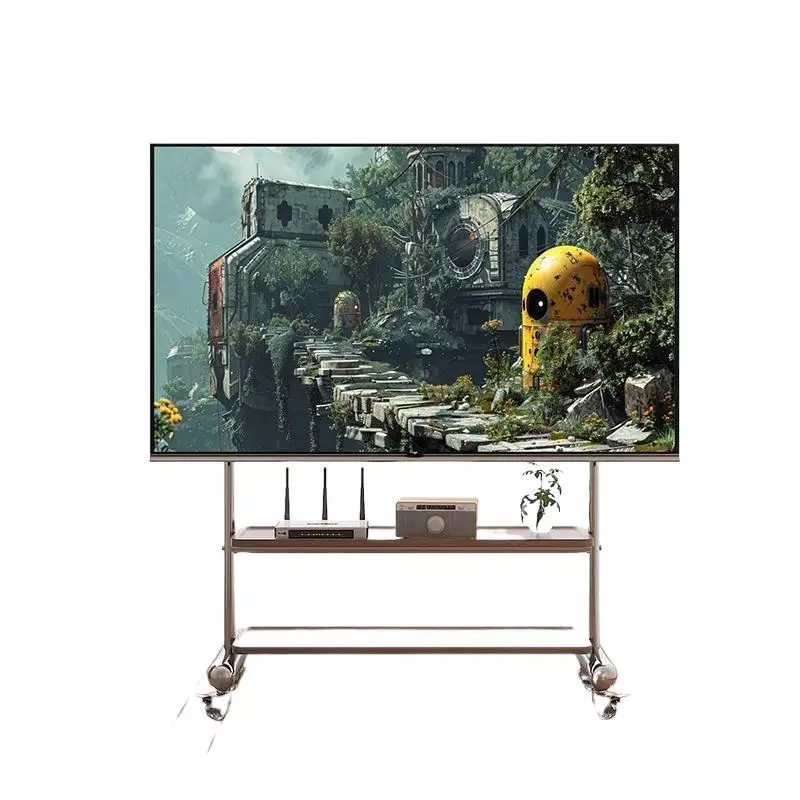 Stainless Steel Rolling Floor Mobile TV Stand for 43-75 Inch LCD LED Screen TVs TV Cart Holds