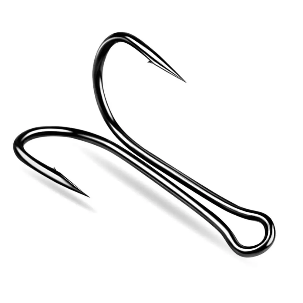 50pcs/set Serviceable High Carbon Steel Double Fishing Hooks, 1# 2# 4# 6# 8# Classic Frog Hook