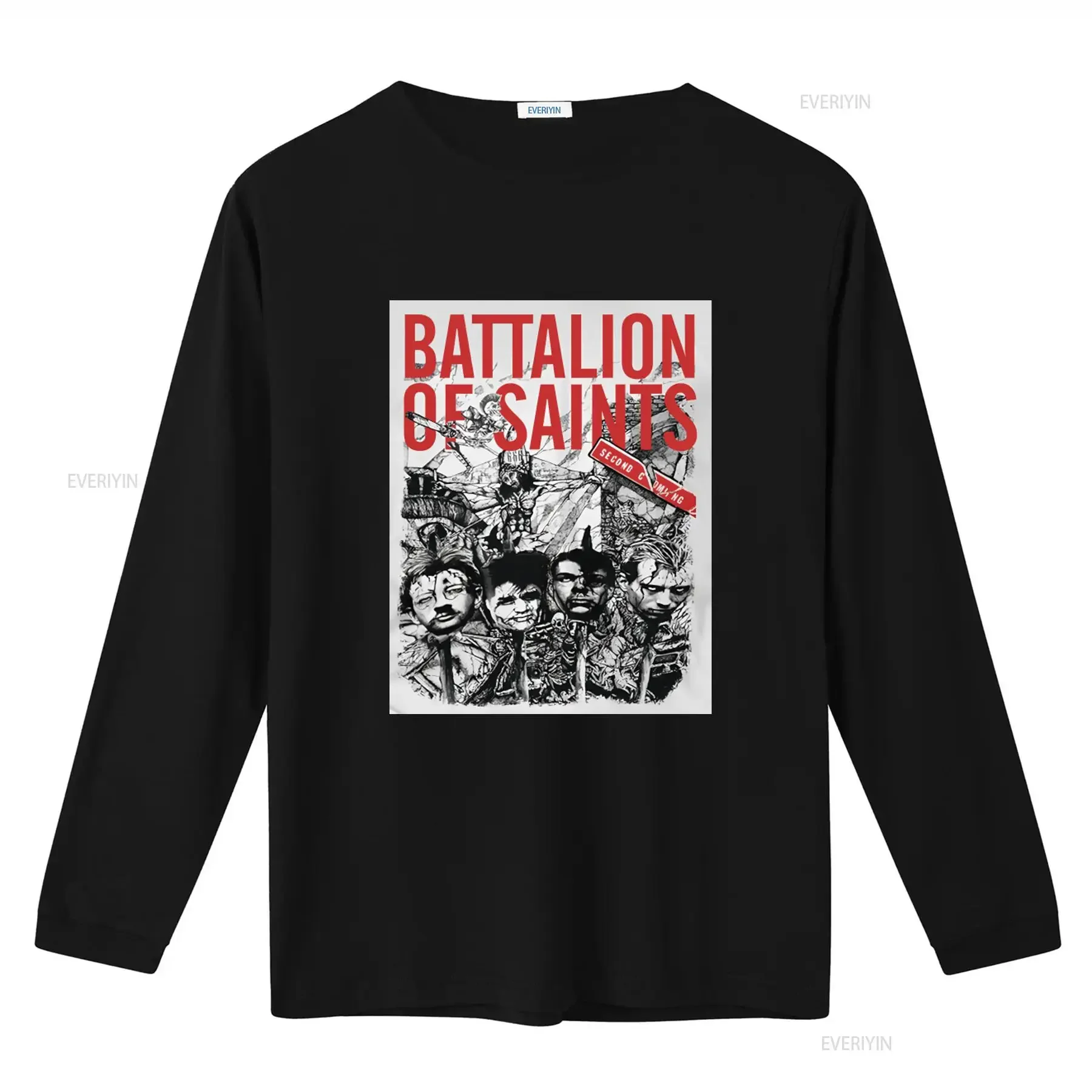 BATTALION OF SAINTS SECOND COMING Print White T Shirt for Men Small vintage Washed Casual graphic streetwear fashion Unisex
