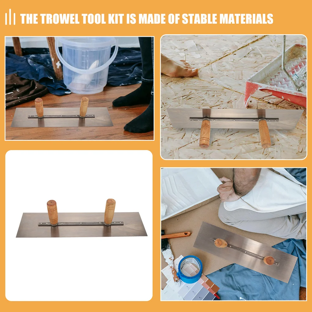 مجموعة أدوات مجرفة كبيرة من الفولاذ المقاوم للصدأ لجص الأسمنت هاون تنعيم البناء ملعقة المعجون