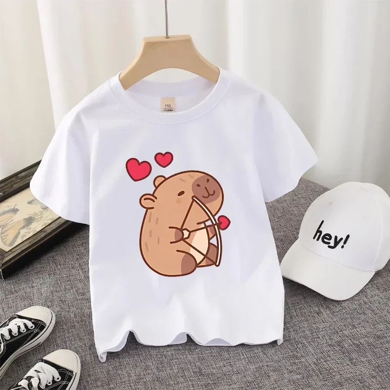 

Capybara Boys Girl Child's T-shirt Kawaii Cartoon Print Tees Shirt Streetwear Casual Clothes Kid Cute Vogue Birthday Gift