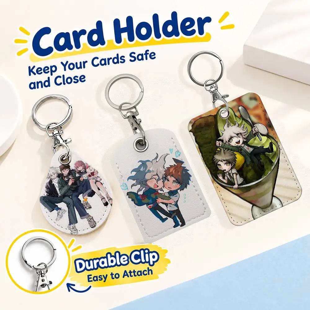 FOR Danganronpa Komaeda Hinata Card Holder Keychain Key Ring Door Lock Access Protective Case For Security Gift