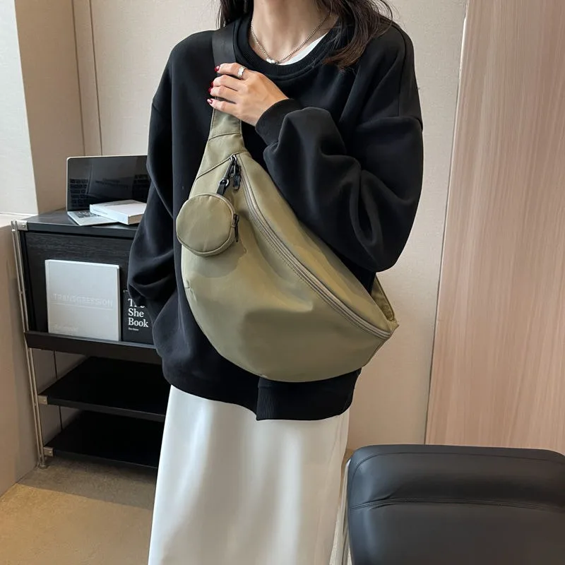 

Female Crossbody Bag Mori Simple All-in-one Lightweight Chest Bag Sports Dual-purpose Dumpling Large-capacity Bag purses