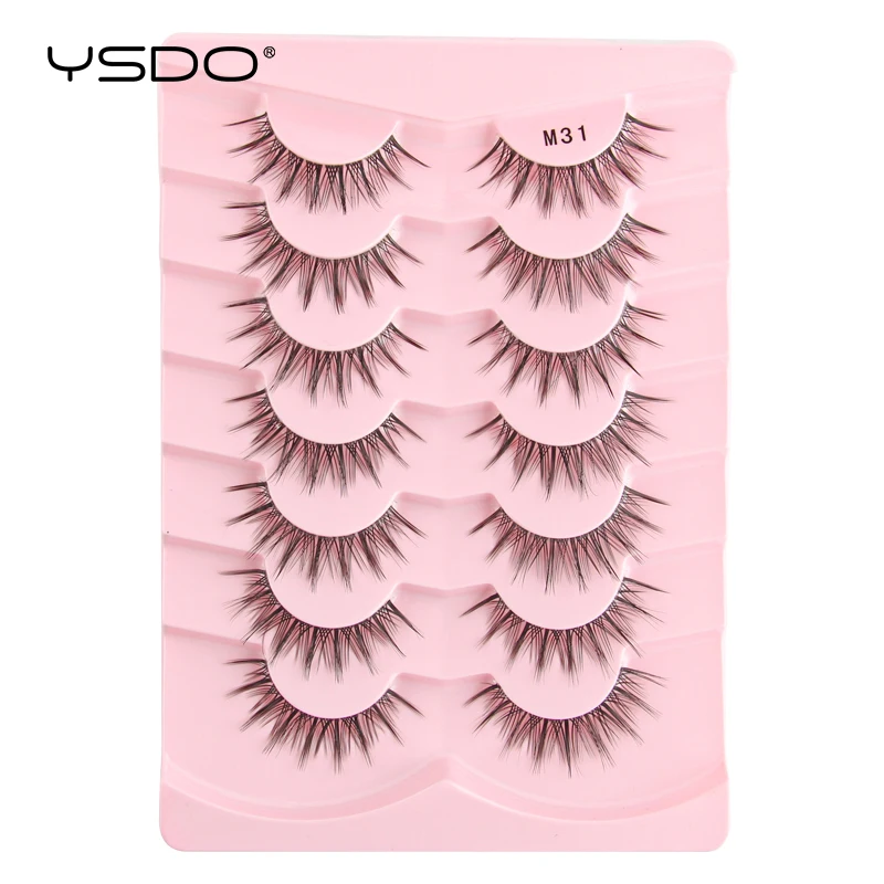 YSDO 7 Pairs New Mink Eyelashes Strip Handmade 3D Mink Eyelashes Natural Fluffy Lashes Extension Lashes Tools Fake Cilios