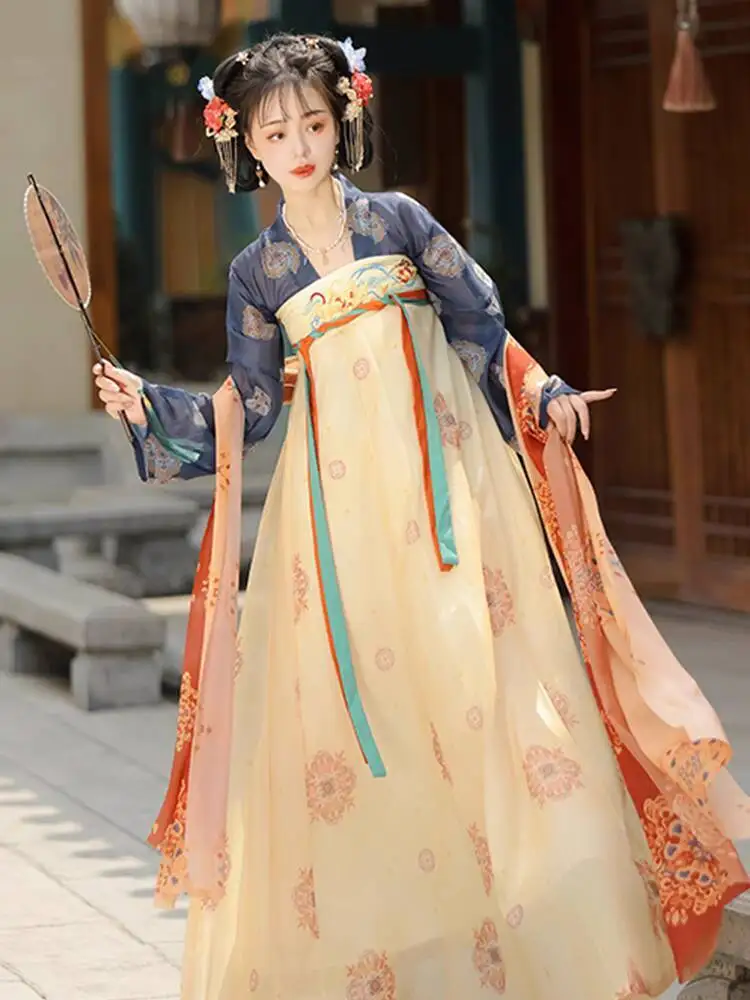 จีนโบราณ Hanfu ผู้หญิง one-piece เย็บปักถักร้อยฟื้นฟูหวานและน่ารัก Hanfu คอสเพลย์ปาร์ตี้เครื่องแต่งกาย