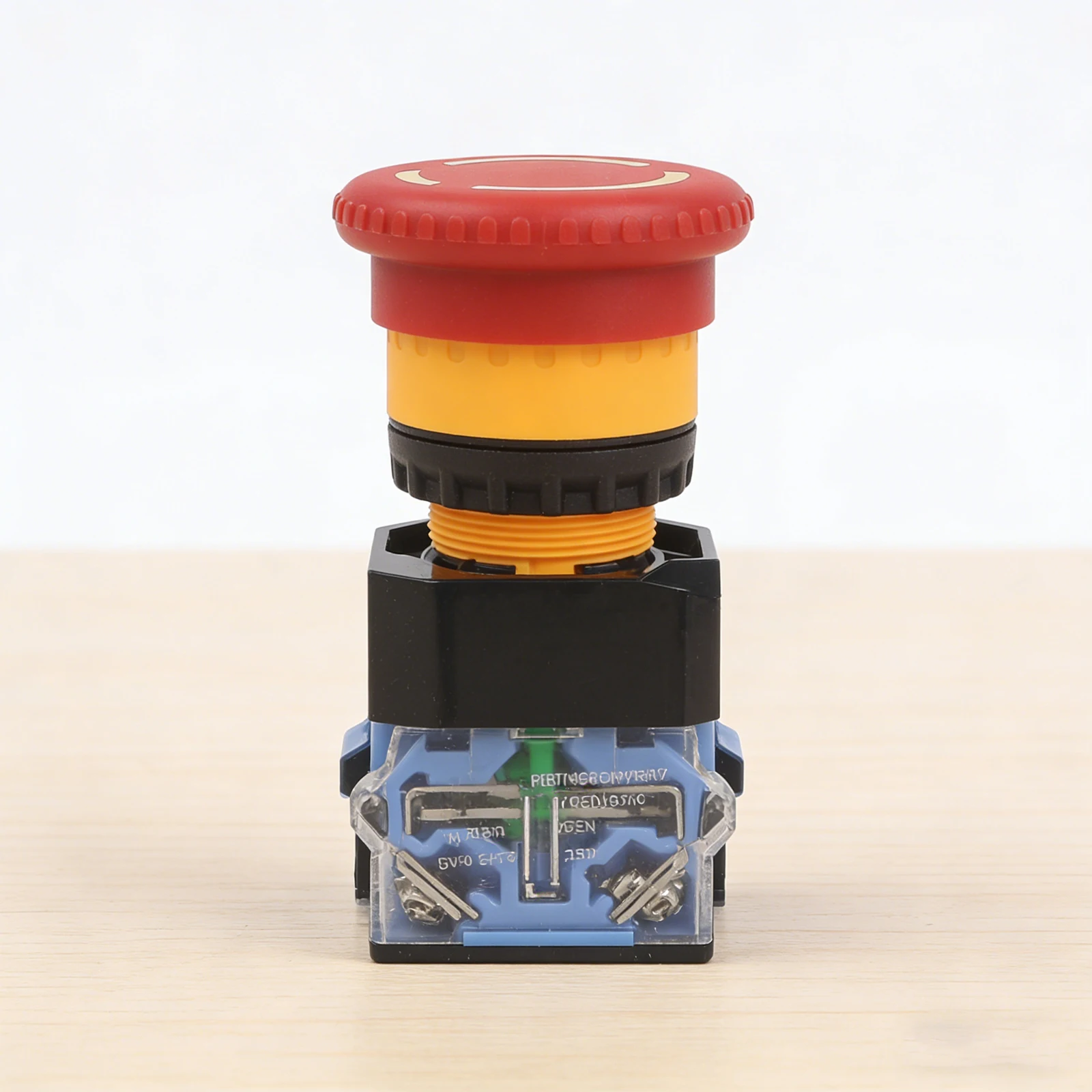 22mm Panel Mount Mushroom Stop Push Button Switch 660V 10A Dual Pole Single Throw 1NO 1NC Latching Type for Automation