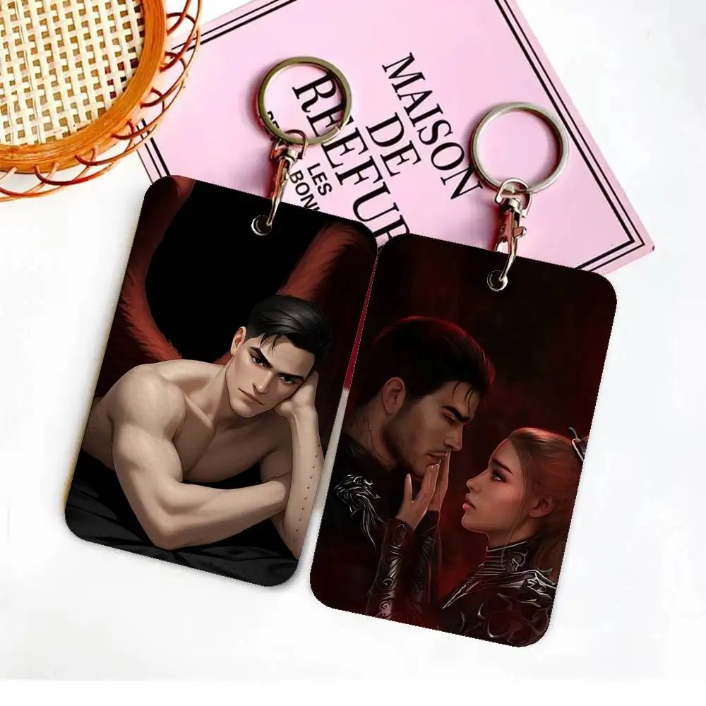 Romance Clubs Game Malbonte Vicky Rectangle ID Card Case Keychain Access Card Bag Key Tag Ring Leather Card Holder Key Ring