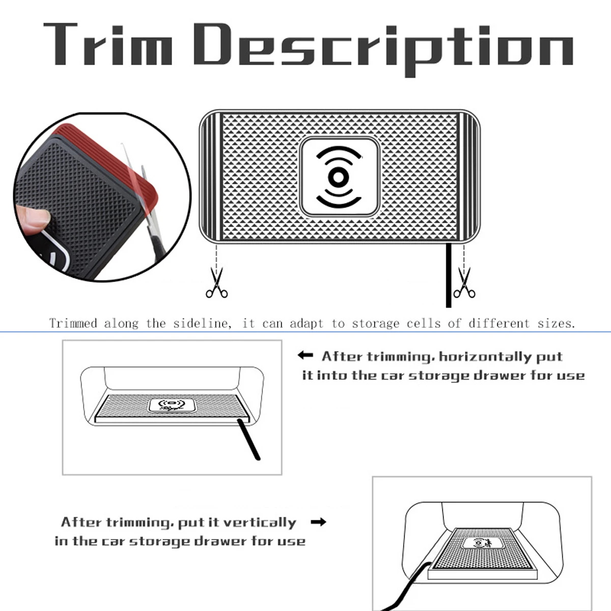 وسادة شاحن هاتف السيارة اللاسلكية بقدرة 15 وات، شاحن Qi سريع مضاد للانزلاق، متوافق مع Android وiPhone 12/13/14/15