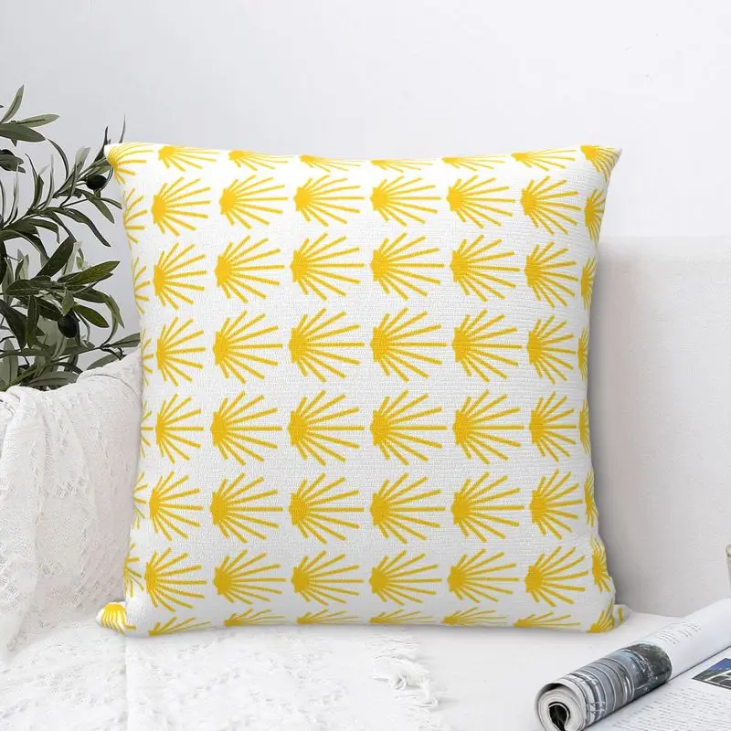Custom Modern Camino De Santiago Seashell Cushion Cover Velvet Pillow Case