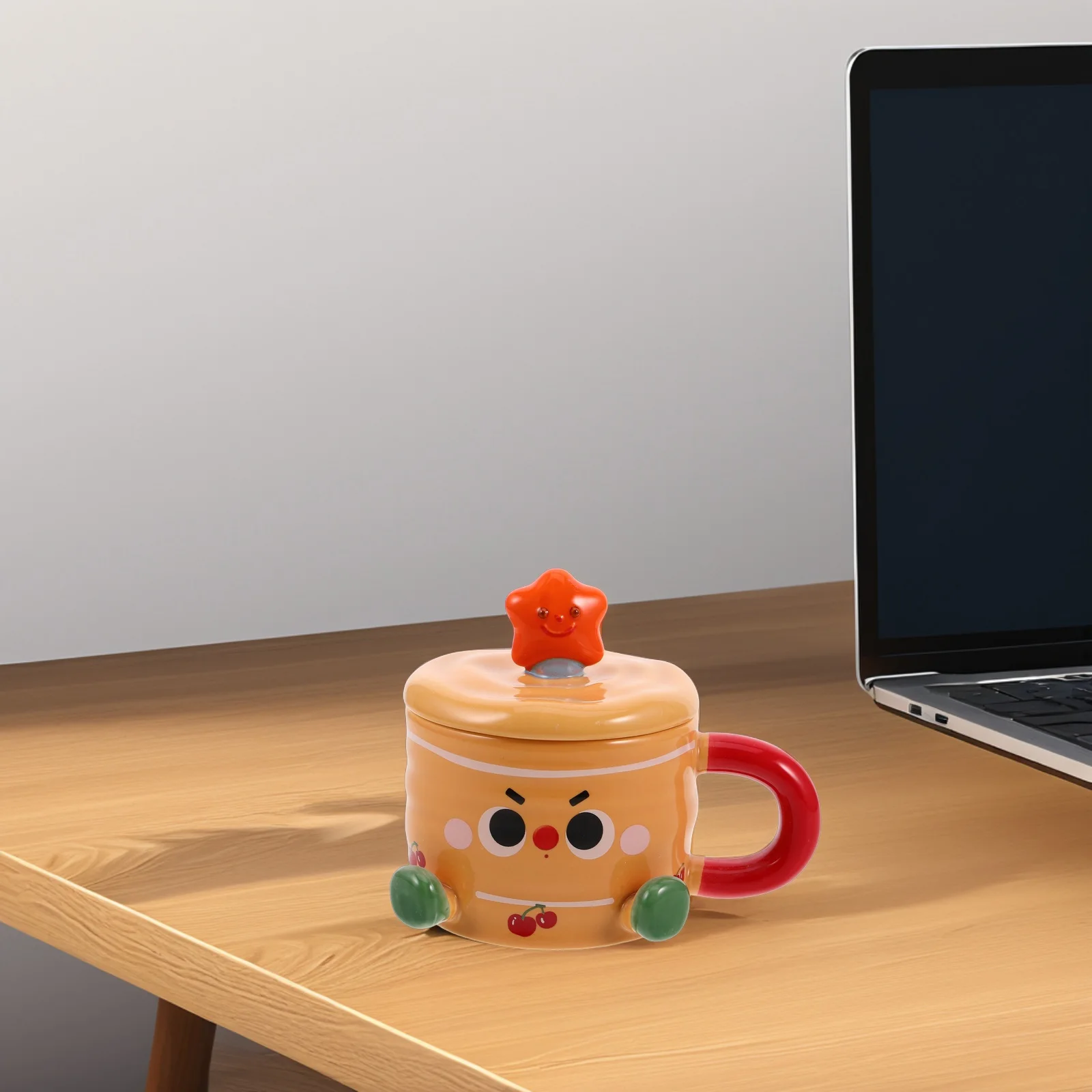 

Cute Kawaii Ceramic Coffee Mugs Lid Novelty Drinking Tea Latte Mug For Girls Home Office Use Dustproof Adorable Design