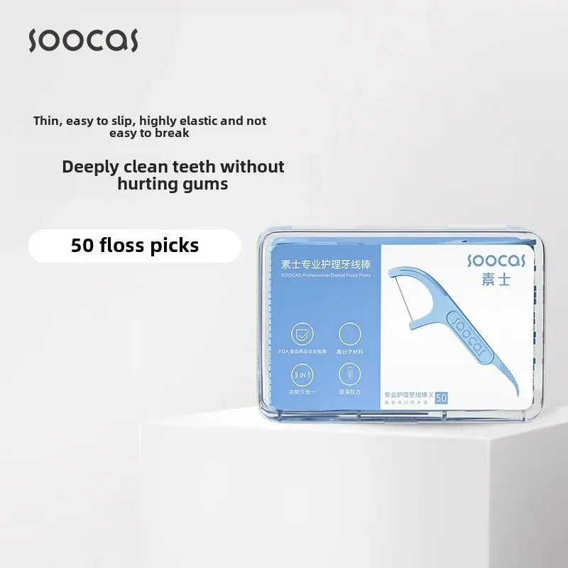 Soocare Tooth Cleaning Sticks Tooth Picks No Damage to Teeth Oral Care Ergonomic Design FDA Tested Food Grade 50pc/box