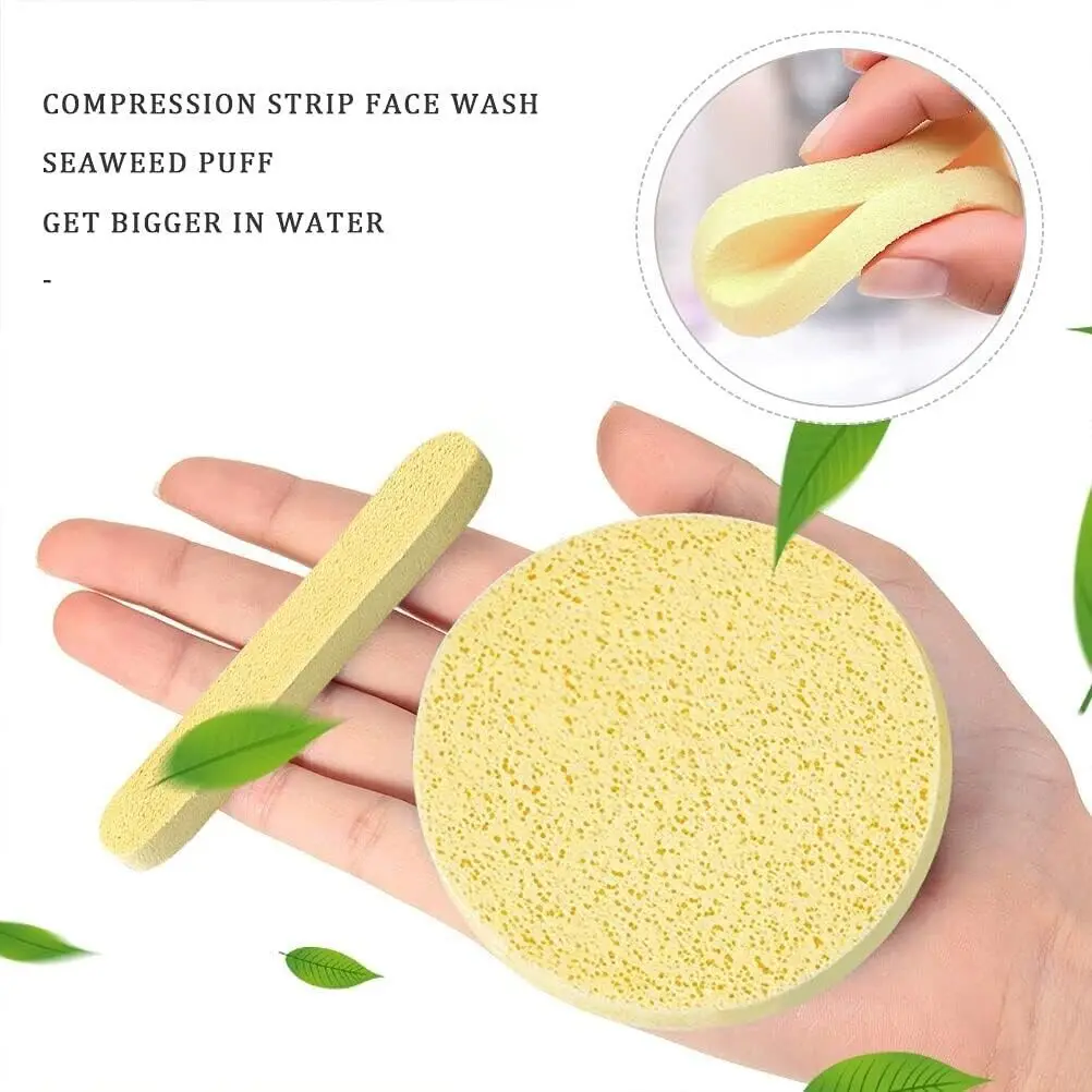 12pcs Face Sponge Compressed Stick Facial Cleaning Exfoliating Sponges Cosmetic Puff Face Cleanser Makeup Removal Skin Care Tool