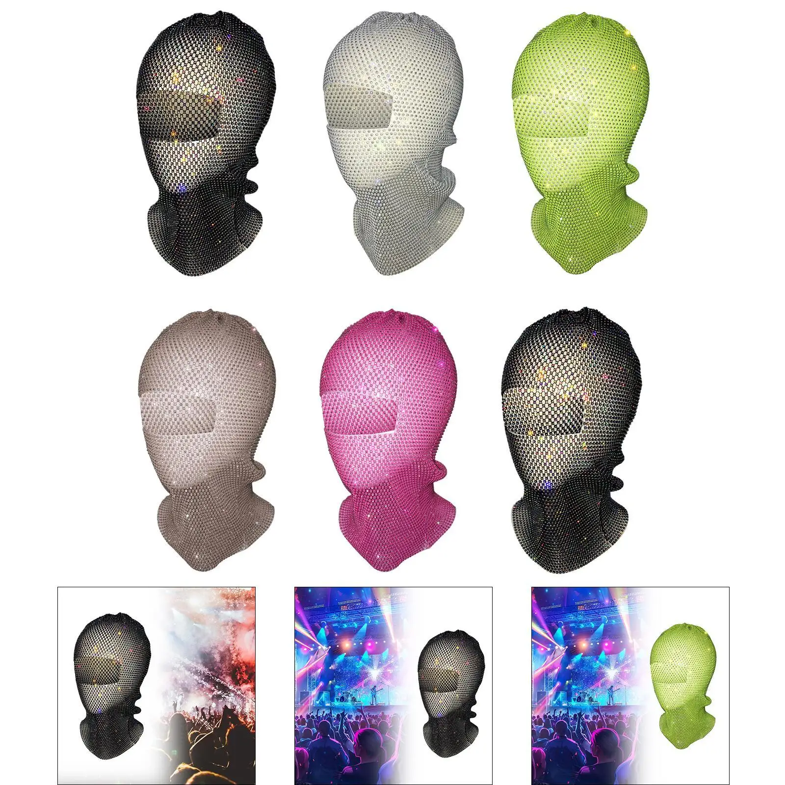 

Masquerade Mask Womens Rhinestone Hood for Role Play Music Festival Party
