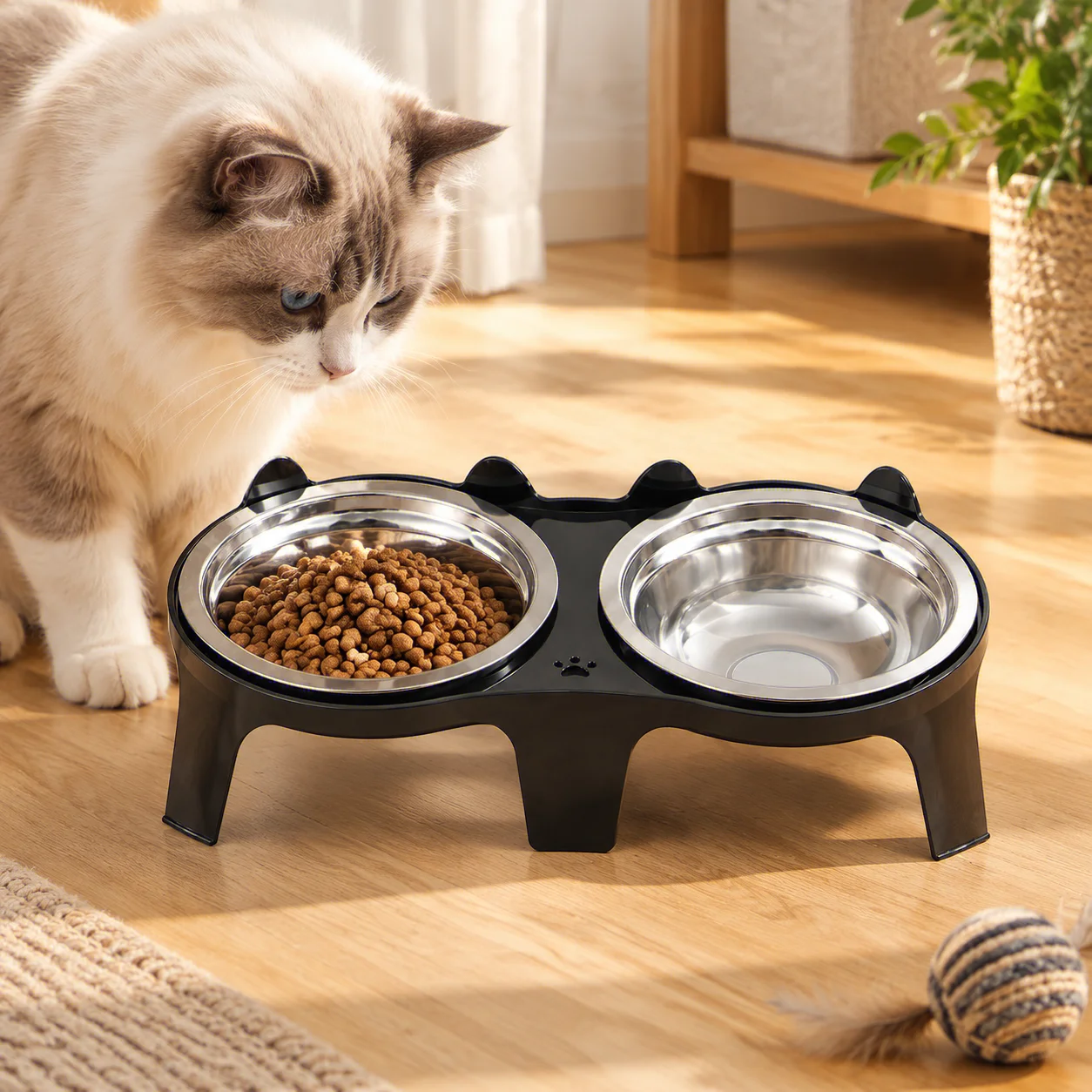 1PC Stainless Steel Cat Food & Water Bowl with Anti-Tip Design Large Capacity Easy-Eat Design for Pet Dog Cat  Feeding Food Bowl