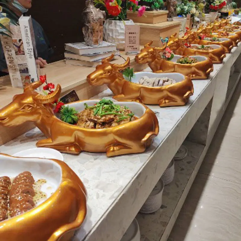 Taurus tableware bullish mutton plate dry ice creative characteristics Internet celebrity hot pot restaurant sashimi