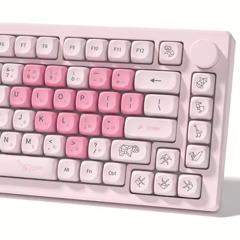 Pink Cute Keycaps MOA Profile PBT Dye-Sublimation Custom Key Caps Set 60% 65% 75% 100% for MX Switches Mechanical Keyboard