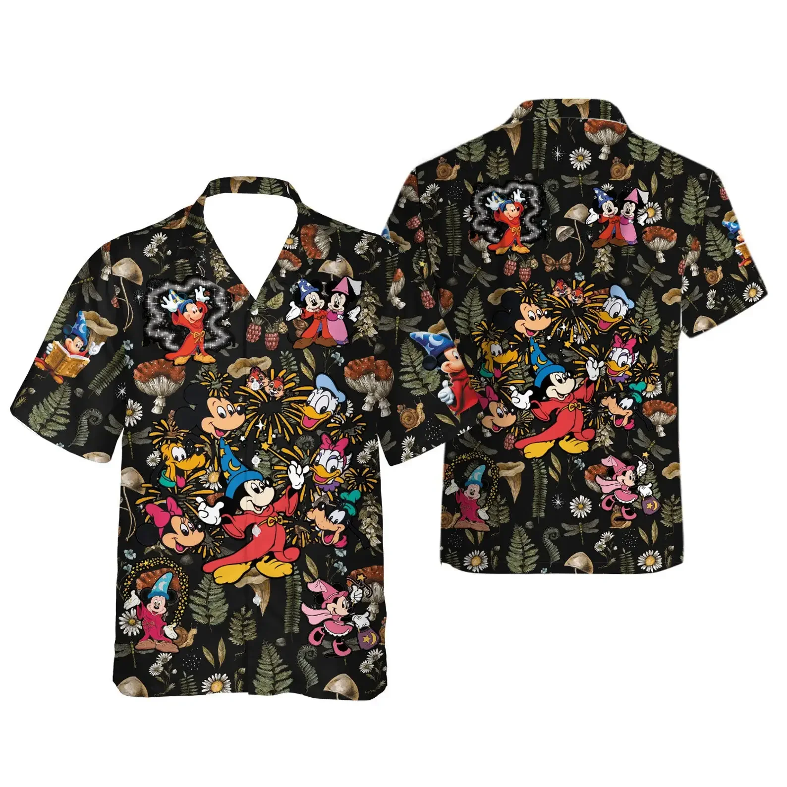 Mickey Mouse Hawaiian Shirts Men's Button Down Short Sleeve Shirts Retro Disney Epcot Hawaiian Shirt Summer Beach Shirts Men Top