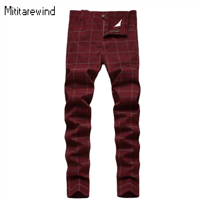 

British Style Classic Plaid Pants Men Four Seasons Daily Causal Stretch Man Pants Cotton Mid-waist Straight Slim Pants Y2k Youth