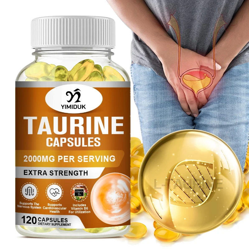 

Taurine Capsules Supplements 1,000 mg, Double Strength, Nervous System Health, 120 Veg Capsules