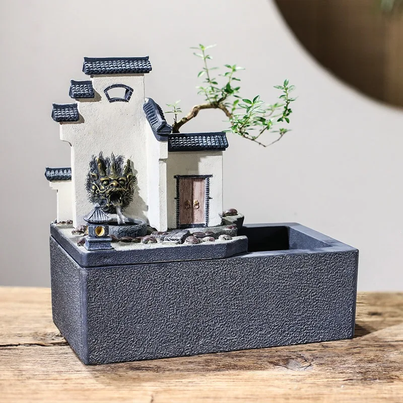 New Chinese-style Jiangnan Lucky Water Ornament Home Furnishing Living Room Office Desktop Fish Tank Water Feature Humidifier Kn