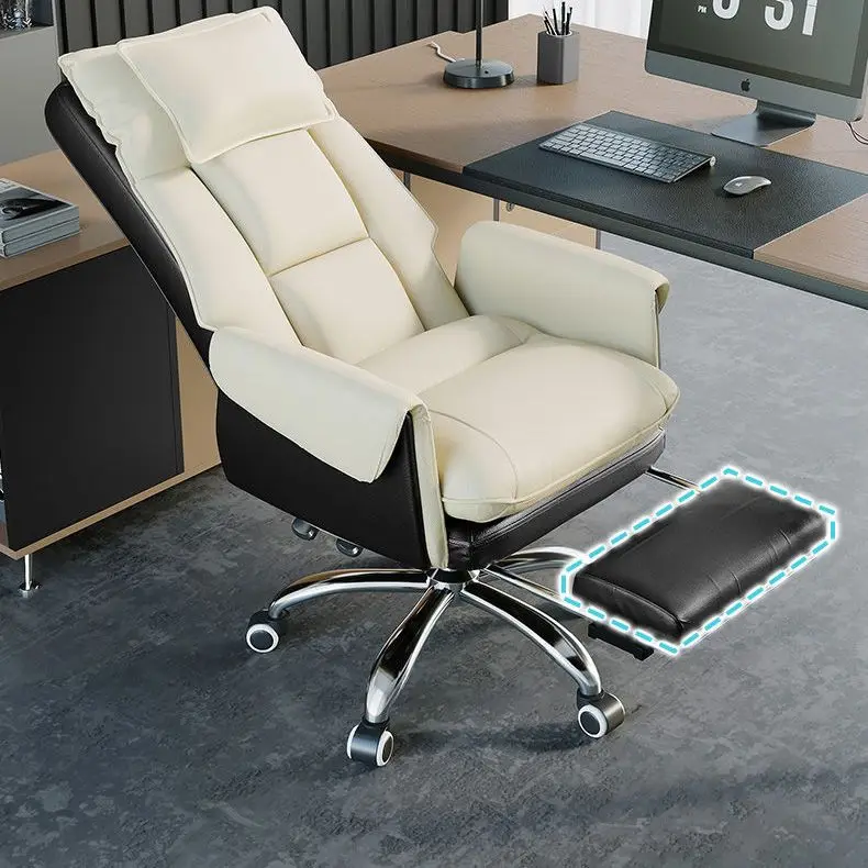 

Double Backrest Office Chair Rotatable Adjustable Computer Sofa Chair Retractable Foot Rest Design Bedroom Study Desk Chair