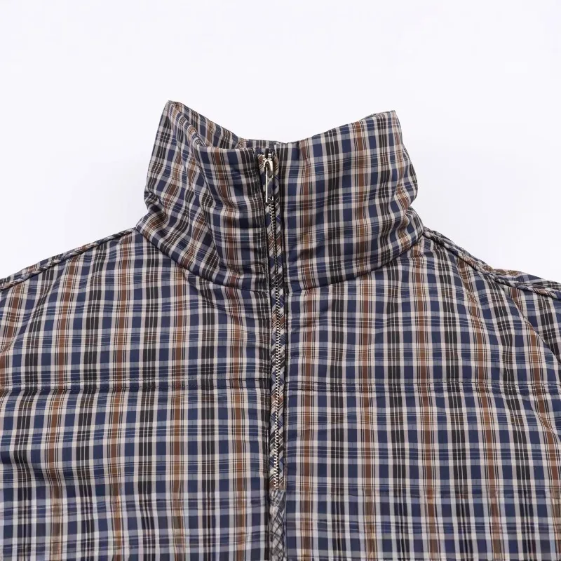 Plaid Jacket Coat 2026 Winter New Fashion Casual Loose Long Sleeve Stand Collar Coat Bottom Drawstring Design Tops Women Jacket