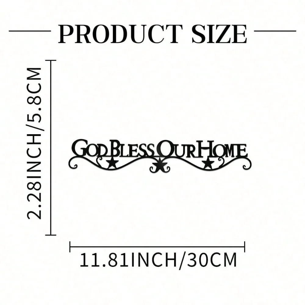 CIFBUY God Bless Our Home Metal Wall Art Iron Sign Farmhouse Decor Inspirational Plaque Gift Easy to Hang