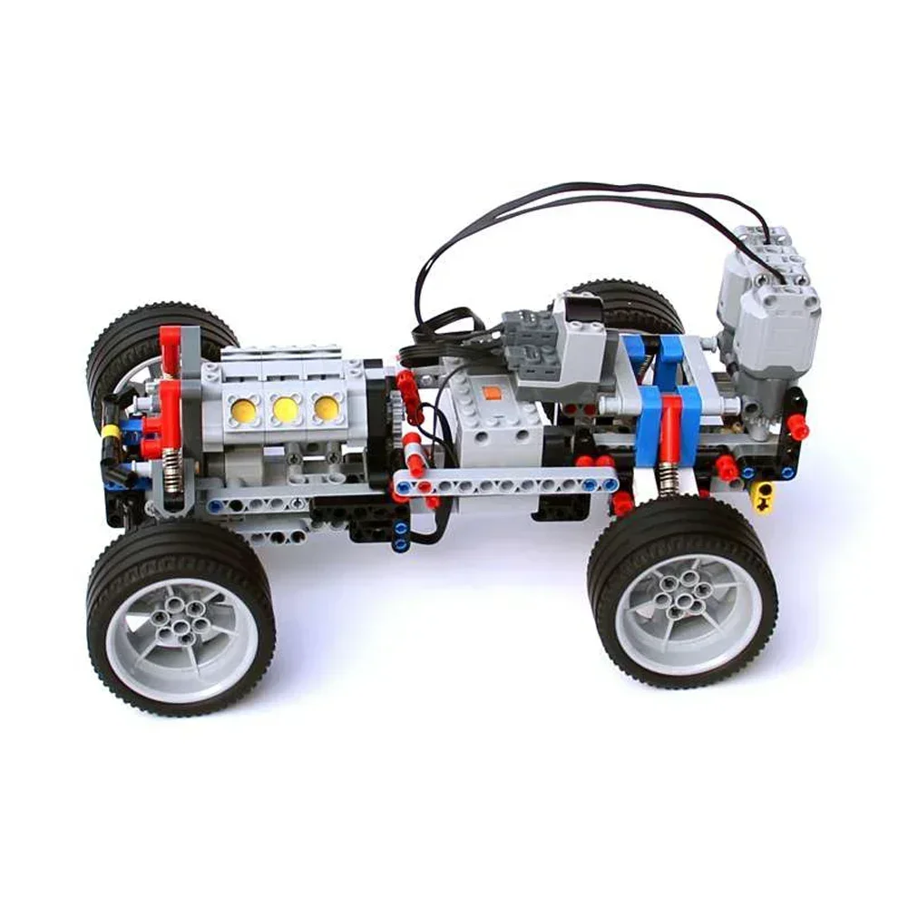 2WD RC Car Chassis Electric Set Two-wheel Drive Technical Car Chassis Bricks with Suspension Shocks IR Remote Control Reciever