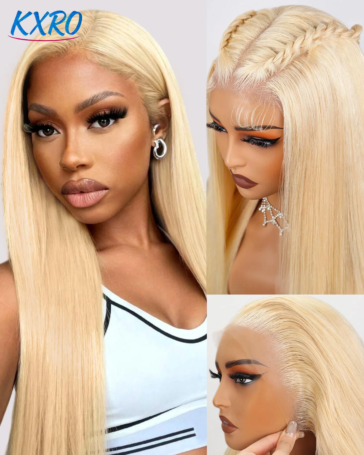 200% Density Straight Silky 613 Hd Honey Blonde Lace Front Wigs Body Wave Human Hair 13x6 13x4 Hd Lace Frontal Wig Pre Plucked Brazilian Ponytail Human Hair Lace Frontal Wig For Women Ready to Wear On Clearance Sale Pre Plucked Wig Party Work