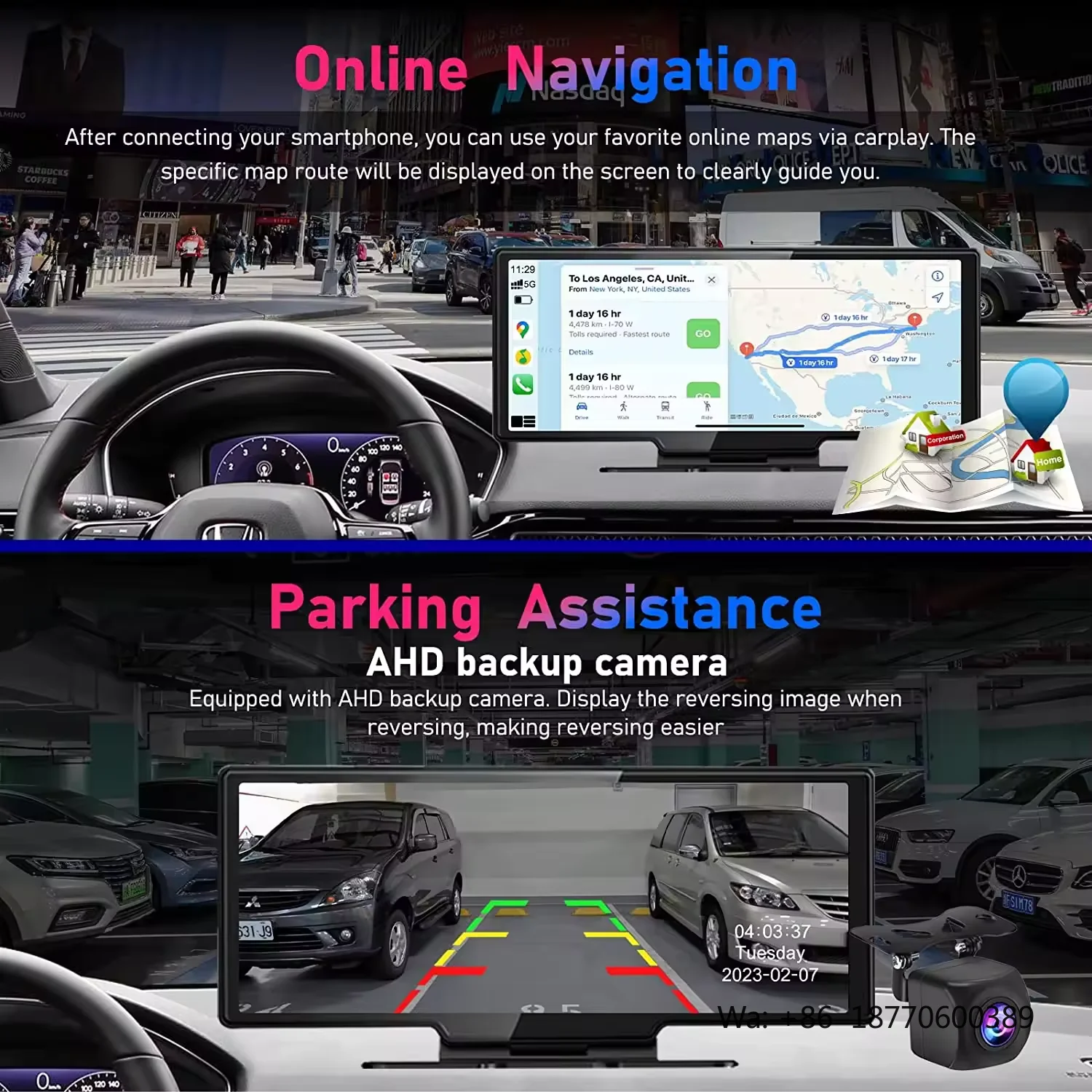 Carplay DashCam Dash Cam Front and Rear 4k Night Vision Car Dvr Dash Cam Car Wireless CarPlay Screen FM Camera view 5
