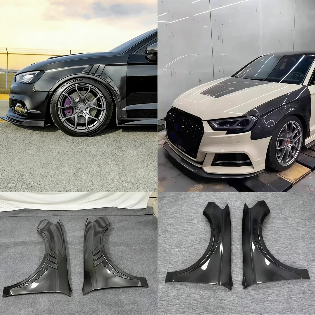 

Карбоновые передние крылья для Audi A3 S3 RS3 8V 2014-2020, модифицированные колесные арки, брызговики, комплект обвеса, автомобильные аксессуары